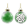 Transparent Christmas tree ball ornament with green filling 8cm