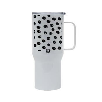 Doodle Dots, Mega Stainless steel Tumbler with lid, double wall 750L