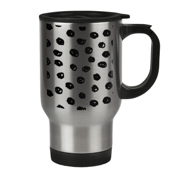 Doodle Dots, Stainless steel travel mug with lid, double wall 450ml
