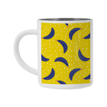 Yellow seamless with blue bananas, Mug Stainless steel double wall 450ml