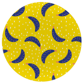 Yellow seamless with blue bananas, Mousepad Round 20cm