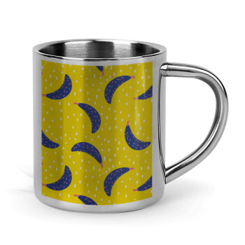 Yellow seamless with blue bananas, Mug Stainless steel double wall 300ml