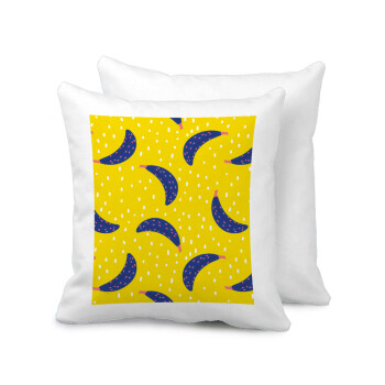 Yellow seamless with blue bananas, Sofa cushion 40x40cm includes filling