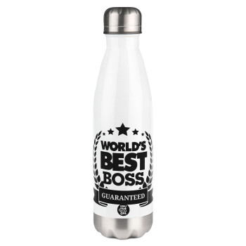 World's best boss stars, Metal mug thermos White (Stainless steel), double wall, 500ml