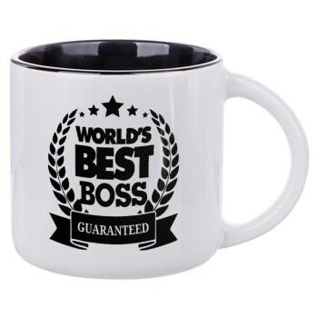 World's best boss stars, Κούπα κεραμική 400ml Λευκή/Μαύρη