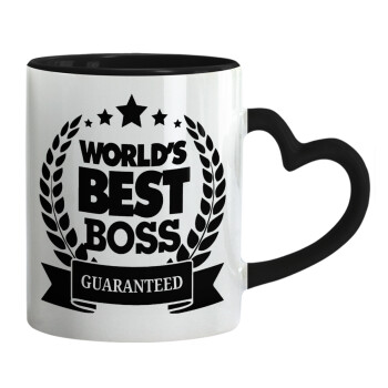World's best boss stars, Mug heart black handle, ceramic, 330ml
