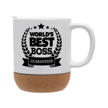 World's best boss stars, Κούπα, κεραμική με βάση φελού και καπάκι (ΜΑΤ), 330ml (1 τεμάχιο)