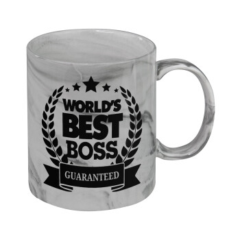 World's best boss stars, Mug ceramic marble style, 330ml
