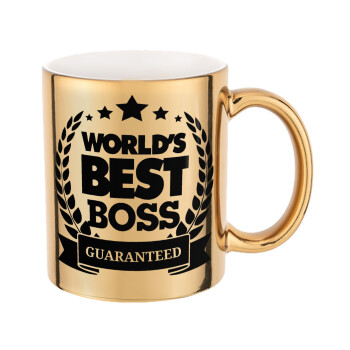 World's best boss stars, Κούπα κεραμική, χρυσή καθρέπτης, 330ml