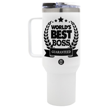 World's best boss stars, Mega Tumbler με καπάκι, διπλού τοιχώματος (θερμό) 1,2L