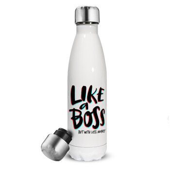 Like a boss, but with less money!!!, Metal mug thermos White (Stainless steel), double wall, 500ml