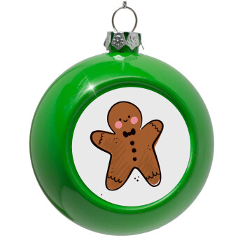 mr gingerbread, Green Christmas tree ornament bauble 8cm