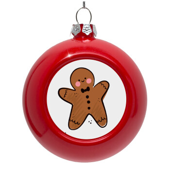 mr gingerbread, Red Christmas tree ornament bauble 8cm