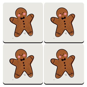 mr gingerbread, ΣΕΤ 4 Σουβέρ ξύλινα τετράγωνα (9cm)