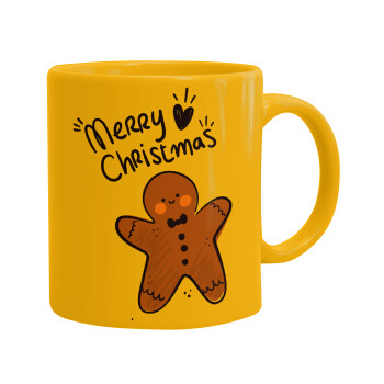 mr gingerbread, Ceramic coffee mug yellow, 330ml