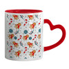 Mug heart red handle, ceramic, 330ml