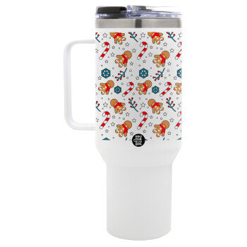 xmas gingerbread, Mega Stainless steel Tumbler with lid, double wall 1,2L