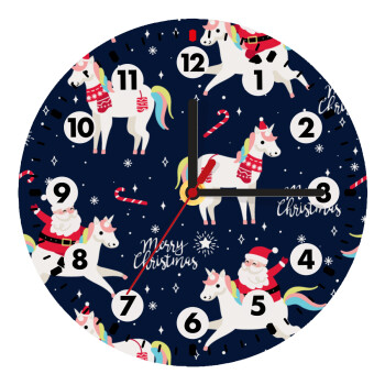 Unicorns & Santas, Ρολόι τοίχου ξύλινο (20cm)