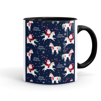 Unicorns & Santas, Mug colored black, ceramic, 330ml