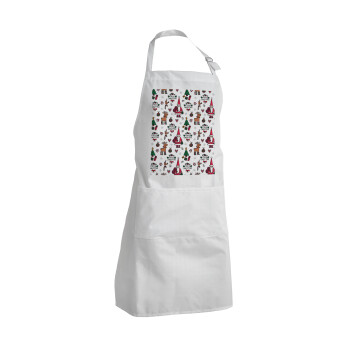 Santas, Deers & Trees, Adult Chef Apron (with sliders and 2 pockets)