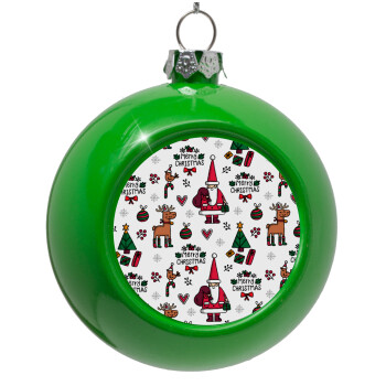 Santas, Deers & Trees, Green Christmas tree ornament bauble 8cm