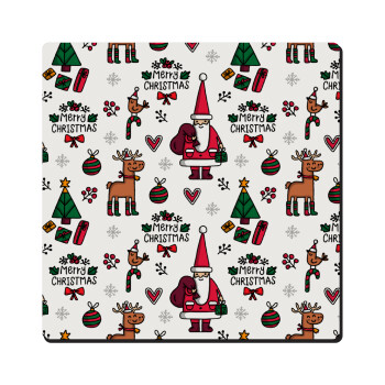 Santas, Deers & Trees, Τετράγωνο μαγνητάκι ξύλινο 6x6cm