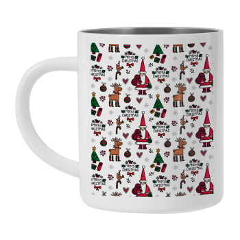 Santas, Deers & Trees, Mug Stainless steel double wall 450ml