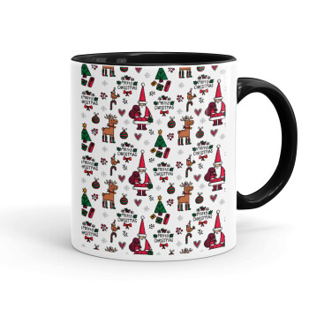 Santas, Deers & Trees, Mug colored black, ceramic, 330ml