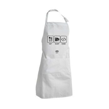 Eat Sleep Code, Adult Chef Apron (with sliders and 2 pockets)