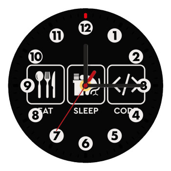 Eat Sleep Code, Ρολόι τοίχου ξύλινο (20cm)