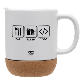 Eat Sleep Code, Ceramic coffee mug Cork (MAT), 330ml (1pcs)