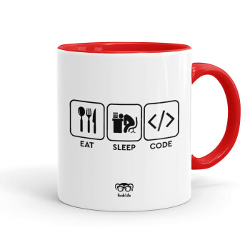 Eat Sleep Code, Mug colored red, ceramic, 330ml