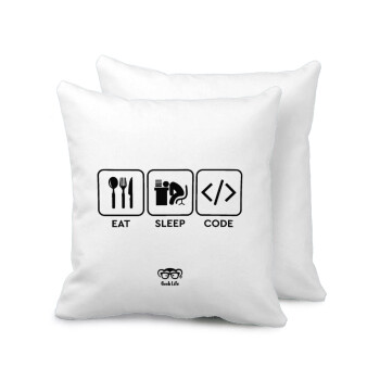 Eat Sleep Code, Sofa cushion 40x40cm includes filling