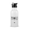 White water bottle with straw, stainless steel 600ml