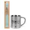 Easter Set, metallic thermal cup (300ml) & aromatic flat Easter candle (30cm) (TURQUOISE)