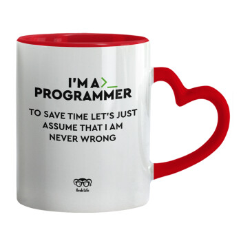 I’m a programmer Save time, Mug heart red handle, ceramic, 330ml