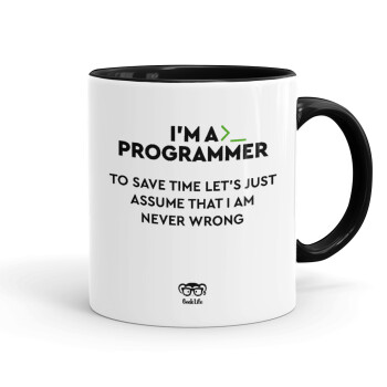 I’m a programmer Save time, Mug colored black, ceramic, 330ml