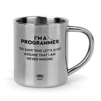 I’m a programmer Save time, Mug Stainless steel double wall 300ml