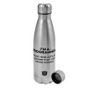 Metallic water bottle, stainless steel, 750ml