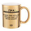 Mug ceramic, gold mirror, 330ml