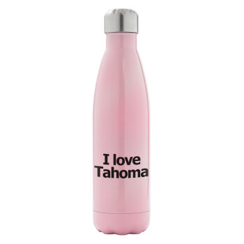 I love Tahoma, Μεταλλικό παγούρι θερμός Ροζ Ιριδίζον (Stainless steel), διπλού τοιχώματος, 500ml