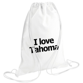 I love Tahoma, Τσάντα πλάτης πουγκί GYMBAG λευκή (28x40cm)