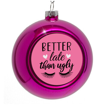 Better Late than ugly hearts, Purple Christmas tree ornament bauble 8cm