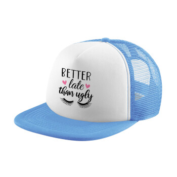 Better Late than ugly hearts, Καπέλο Soft Trucker με Δίχτυ Γαλάζιο/Λευκό