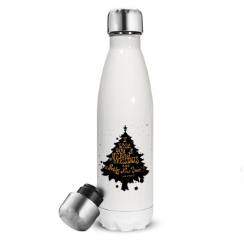 Tree, i wish you a merry christmas and a Happy New Year!!! xoxoxo, Metal mug thermos White (Stainless steel), double wall, 500ml