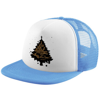 Tree, i wish you a merry christmas and a Happy New Year!!! xoxoxo, Child's Soft Trucker Hat with Blue/White Mesh (POLYESTER, CHILD, ONE SIZE)