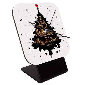 Tree, i wish you a merry christmas and a Happy New Year!!! xoxoxo, Quartz Wooden table clock with hands (10cm)