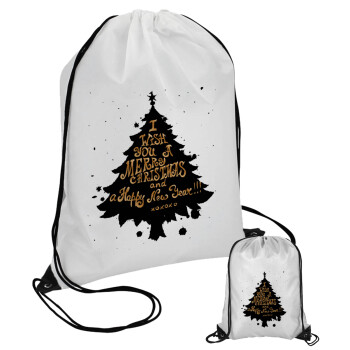 Tree, i wish you a merry christmas and a Happy New Year!!! xoxoxo, Pouch bag with black cords (1 piece)