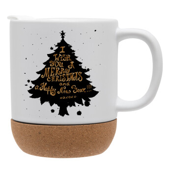 Tree, i wish you a merry christmas and a Happy New Year!!! xoxoxo, Ceramic coffee mug Cork (MAT), 330ml (1pcs)