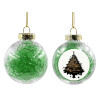 Transparent Christmas tree ball ornament with green filling 8cm